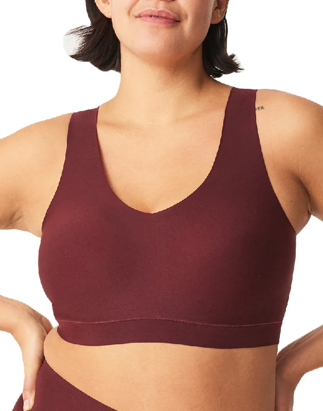 Bra with a plus - size adjustable strap for added comfort​ Chantelle Soft Stretch Padded V-Neck Bra Wine 16A1