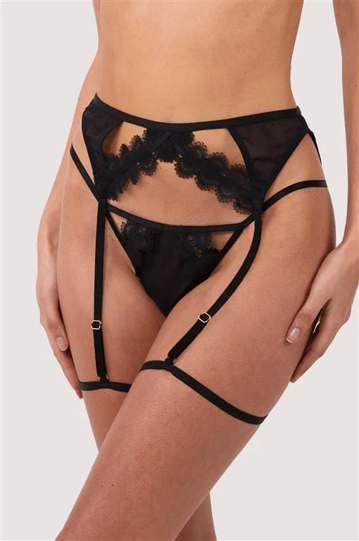 Bra with anti - bacterial properties for a hygienic fit Cora Black Mesh & Trim Cut Out Suspender Bra with anti - bacterial properties for a hygienic fit Cora Black Mesh & Trim Cut Out Suspender