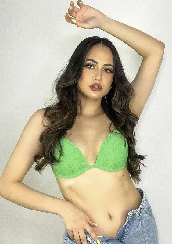 Bra with a satin finish for a luxurious look​ Cross Strap Green Padded Bra