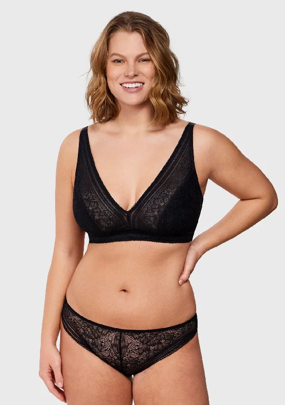 Bra with a silk - lined cup for a luxurious texture Peony Deep V Lace Wireless Unlined Bralette Bra with a silk - lined cup for a luxurious texture Peony Deep V Lace Wireless Unlined Bralette
