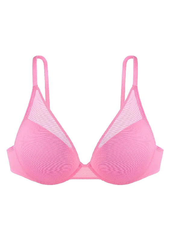Bra with a contour memory foam cup for a natural look Deep V Plunge Mesh T-shirt Push-Up Bra Bra with a contour memory foam cup for a natural look Deep V Plunge Mesh T-shirt Push-Up Bra