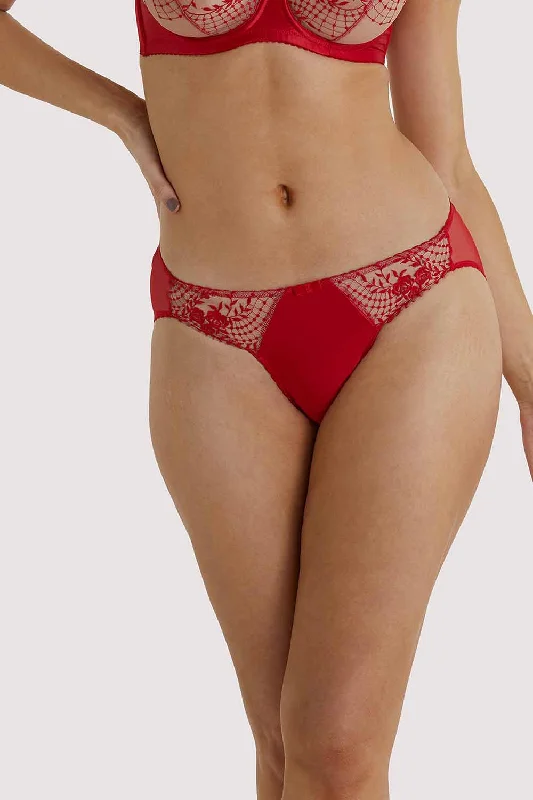 Bra with a satin - lined cup for a smooth and comfortable fit Julie's Roses Red Bikini Briefs Bra with a satin - lined cup for a smooth and comfortable fit Julie's Roses Red Bikini Briefs