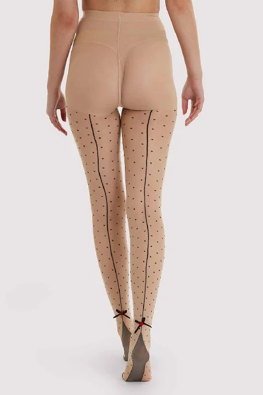 Wireless bras for ultimate comfort and freedom Dotty Seamed Tights With Bow Light Beige/Black Wireless bras for ultimate comfort and freedom Dotty Seamed Tights With Bow Light Beige/Black