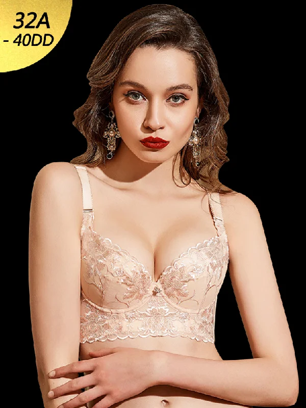Bra with a soft - touch lining for a luxurious experience Embroidered Push Up Underwire Adjustable Bra Bra with a soft - touch lining for a luxurious experience Embroidered Push Up Underwire Adjustable Bra