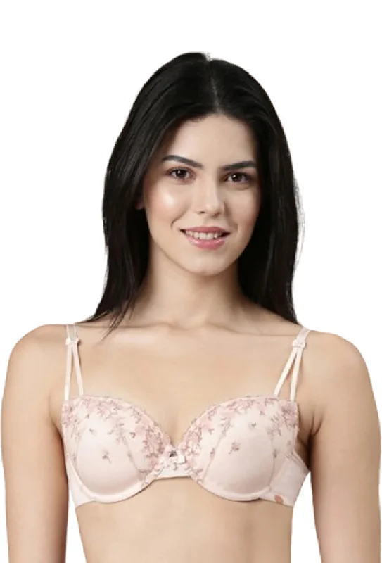 Bra with a plus - size long - line design for a slimming effect ENAMOR BRA-F127 LUXE LACE BRA PADDED WIRED MEDIUM COVERAGE Bra with a plus - size long - line design for a slimming effect ENAMOR BRA-F127 LUXE LACE BRA PADDED WIRED MEDIUM COVERAGE