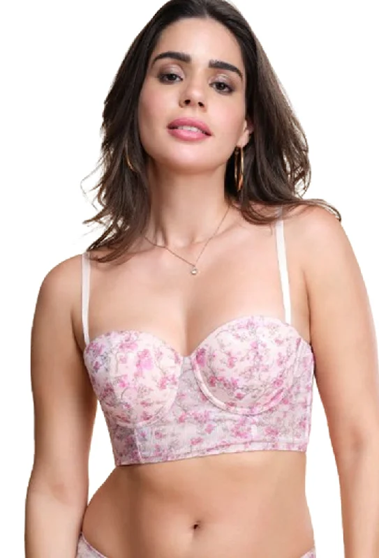 Bra with a plus - size convertible strap for versatility ENAMOR BRA-F130 FLEXI LIGHT PRINTED BUSTIER BRA PADDED WIRED HIGH COVERAGE Bra with a plus - size convertible strap for versatility ENAMOR BRA-F130 FLEXI LIGHT PRINTED BUSTIER BRA PADDED WIRED HIGH COVERAGE
