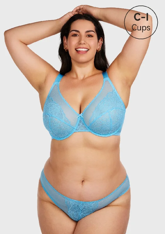 Polyester bras with moisture - wicking properties Enchante Capri Blue Lace Underwire Bra Polyester bras with moisture - wicking properties Enchante Capri Blue Lace Underwire Bra