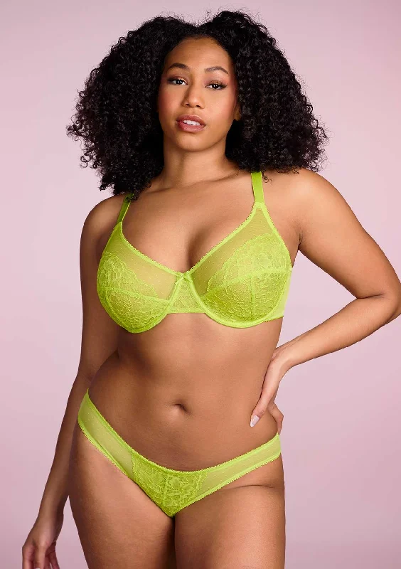 Bra with a satin - lined cup for a smooth and comfortable fit Enchante Unlined Lime Green Lace Underwire Bra Set Bra with a satin - lined cup for a smooth and comfortable fit Enchante Unlined Lime Green Lace Underwire Bra Set