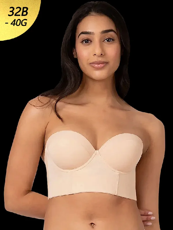 Bra with a quarter - cup design for a very revealing style Full Coverage Corset Strapless Longline Bra Bra with a quarter - cup design for a very revealing style Full Coverage Corset Strapless Longline Bra