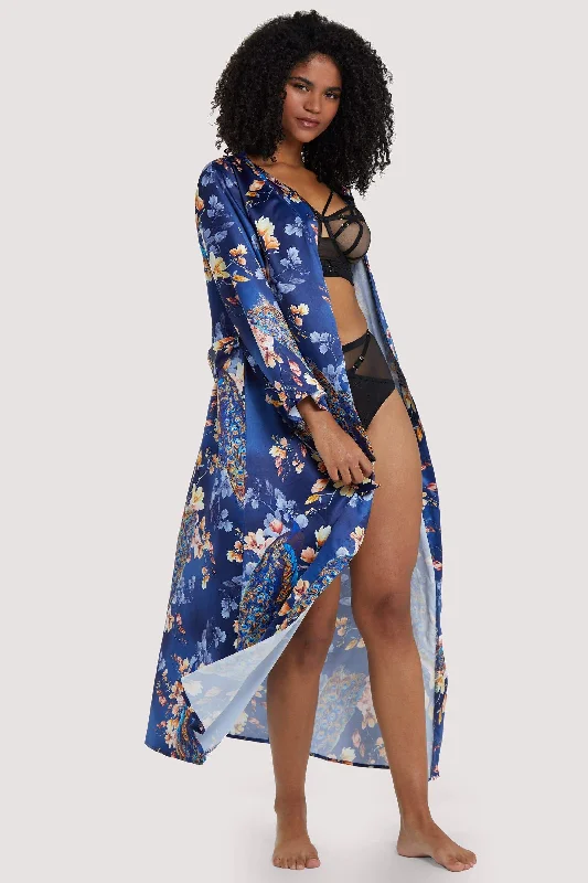 Balconette bras with a stylish and flattering design​ FFFB Peacock Print Satin Robe