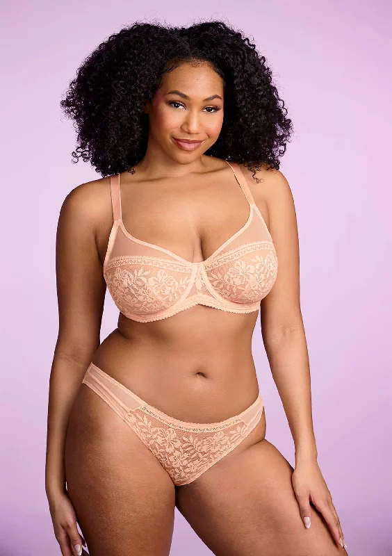Bra with a hypoallergenic lining for sensitive skin Gladioli Peach Lace Unlined Underwire Bra Set Bra with a hypoallergenic lining for sensitive skin Gladioli Peach Lace Unlined Underwire Bra Set