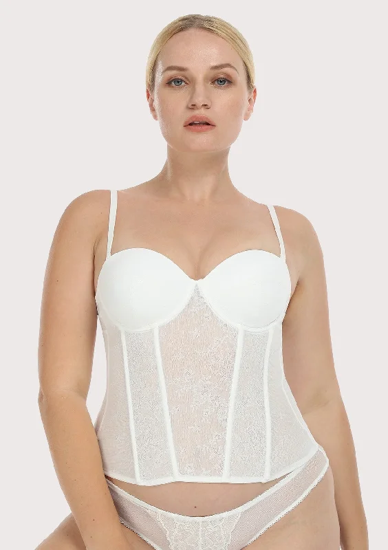 Bra with wide straps for added comfort and weight distribution Gracious Overbust Lace Corset Bustier Bra with wide straps for added comfort and weight distribution Gracious Overbust Lace Corset Bustier