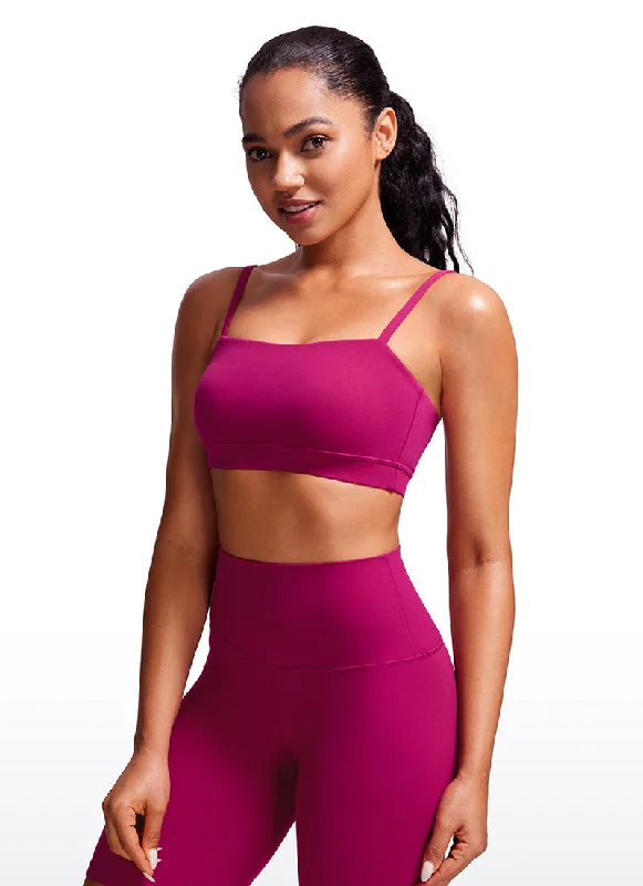Bra with a plus - size padded strap for reduced shoulder strain Butterluxe Adjustable Spaghetti Thin Strap Sports Bra Bra with a plus - size padded strap for reduced shoulder strain Butterluxe Adjustable Spaghetti Thin Strap Sports Bra