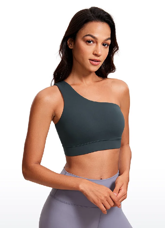 Bra with a seamless memory foam cup for a smooth silhouette Butterluxe One Shoulder Sports Bra Bra with a seamless memory foam cup for a smooth silhouette Butterluxe One Shoulder Sports Bra