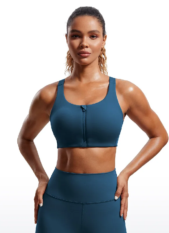 Bra with a plus - size underwire for enhanced support​ Zip Front High Impact Sports Bra