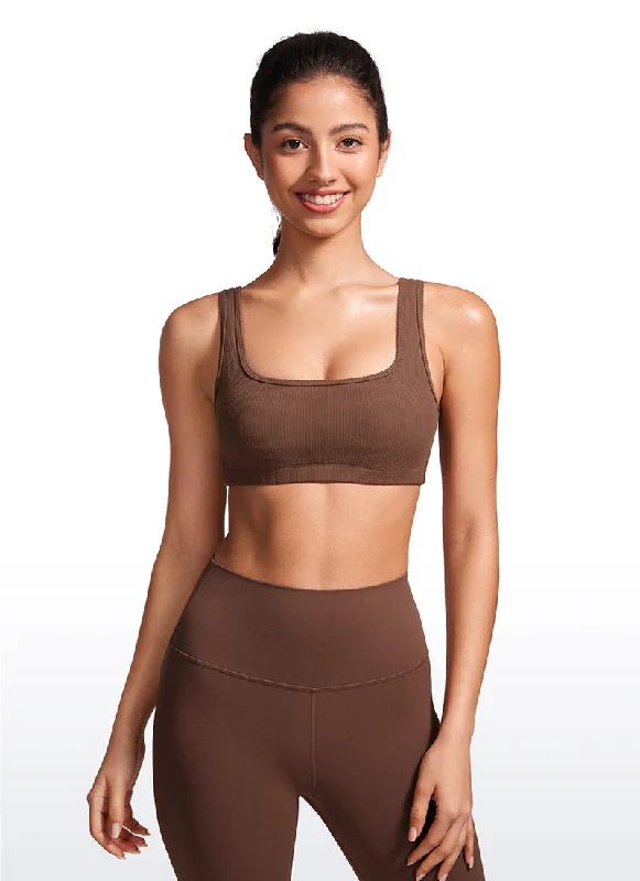 Bra with a plunge neckline for low - cut tops​ Ribbed Square Neck Padded Mini Bra