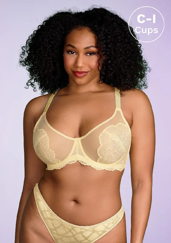 Lace bras for a feminine and elegant touch​ HSIA Blossom Yellow Unlined Lace Bra