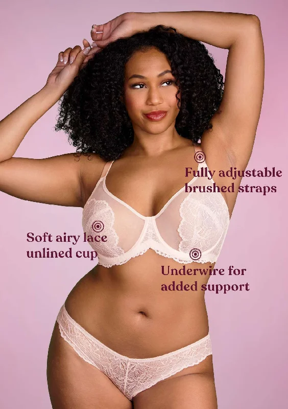 Bra with a plus - size back - closure for a secure fit​ HSIA Blossom-Pink Unlined Lace Bra