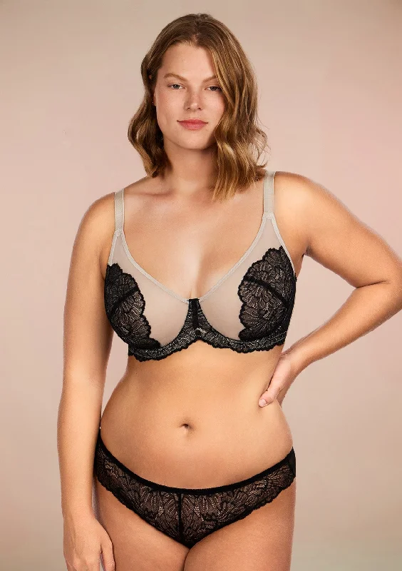 Bra with a mesh panel for added breathability HSIA Blossom Unlined Black Contrast Apricot Lace Bra Set Bra with a mesh panel for added breathability HSIA Blossom Unlined Black Contrast Apricot Lace Bra Set