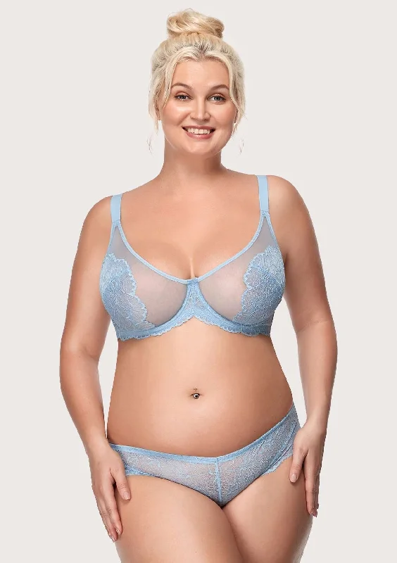 Bra with a bandeau style for a strapless and sleek look HSIA Blossom Unlined Storm Blue Lace Bra Set Bra with a bandeau style for a strapless and sleek look HSIA Blossom Unlined Storm Blue Lace Bra Set