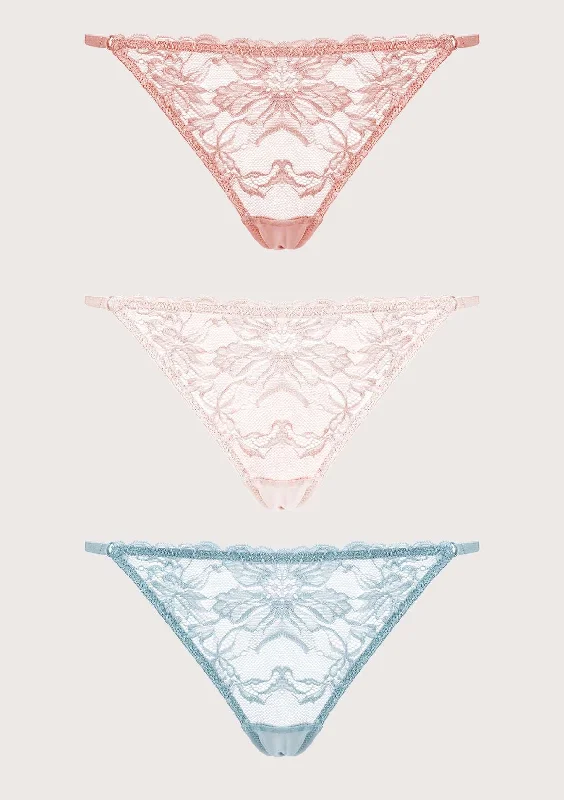 Bra with a balconette style for a flirty neckline Pretty In Petals Breathable Sexy Lace String Thongs 3 Pack Bra with a balconette style for a flirty neckline Pretty In Petals Breathable Sexy Lace String Thongs 3 Pack