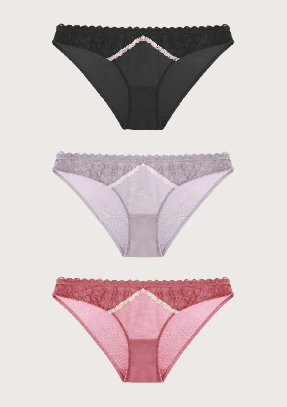 Bra with a textured fabric for added visual interest HSIA Contrast Color Bikini Panties 3 Pack Bra with a textured fabric for added visual interest HSIA Contrast Color Bikini Panties 3 Pack