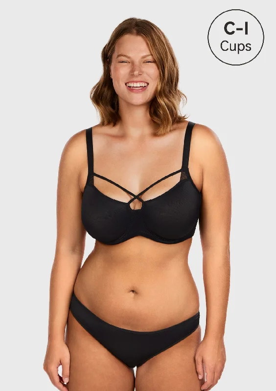 Bra with a removable padding for customizable support Billie Cross Front Strap Smooth Sheer Mesh Underwire Bra Bra with a removable padding for customizable support Billie Cross Front Strap Smooth Sheer Mesh Underwire Bra
