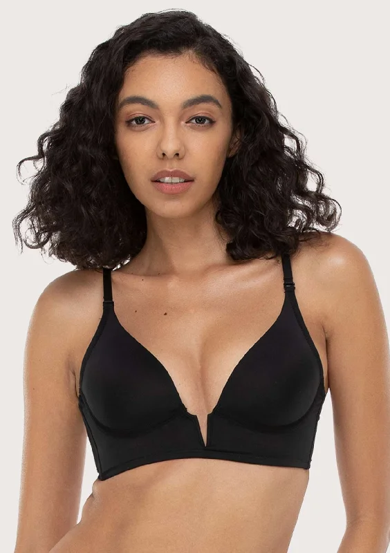 Polyester bras with moisture - wicking properties​ HSIA Deep V Plunge Low Back Wire Bra