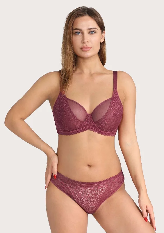 Bra with a moisture - wicking memory foam cup for sweaty conditions HSIA Lace Dolphin Burgundy Underwire Bra Set Bra with a moisture - wicking memory foam cup for sweaty conditions HSIA Lace Dolphin Burgundy Underwire Bra Set