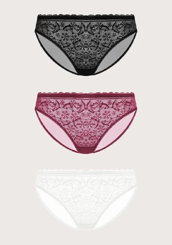 Front - closure bras for easy on and off​ Anemone Lace Dolphin Panties 3 Pack