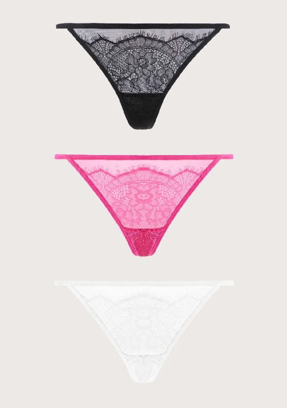 Full - cup bras providing maximum coverage and support​ HSIA Mesh Eyelash Lace String Thongs 3 Pack