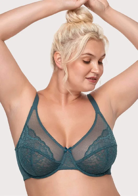 Bra with a wireless memory foam cup for ultimate comfort Enchante Balsam Blue Lace Underwire Bra Set Bra with a wireless memory foam cup for ultimate comfort Enchante Balsam Blue Lace Underwire Bra Set