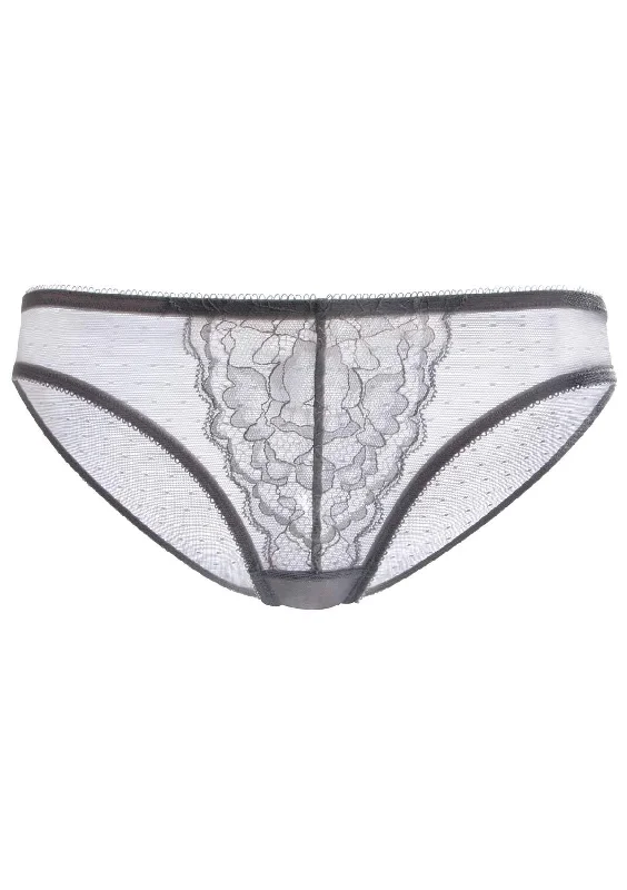 Back - closure bras with traditional hook - and - eye fastenings​ Enchante Lace Light Gray Bikini Underwear