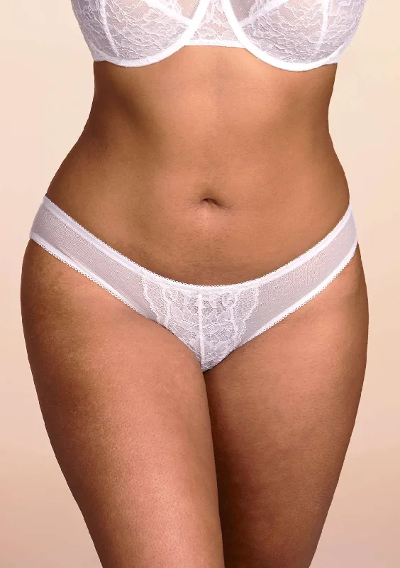 Bra with a polyester - lined cup for durability and moisture - wicking Enchante White Lace Bikini Underwear Bra with a polyester - lined cup for durability and moisture - wicking Enchante White Lace Bikini Underwear