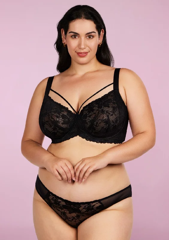 Push - up bras to add cleavage and lift Pretty In Petals Black Unlined Strappy Lace Bra Set Push - up bras to add cleavage and lift Pretty In Petals Black Unlined Strappy Lace Bra Set