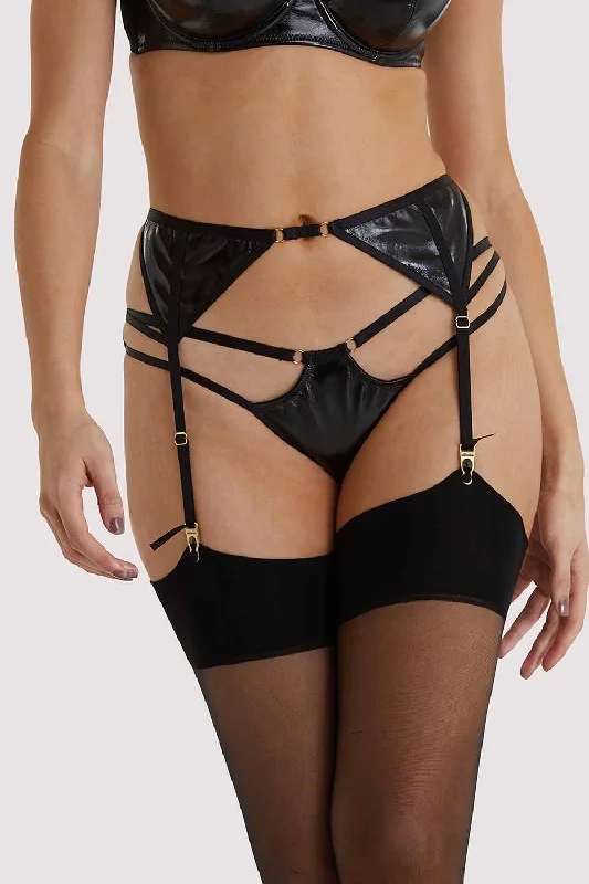 Cotton bras known for breathability and softness Maxine Black PVC Strap and Ring Detail Suspender Cotton bras known for breathability and softness Maxine Black PVC Strap and Ring Detail Suspender
