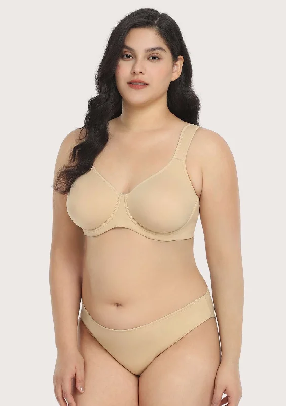 Bra with a gel - filled cup for extra comfort and support Joan Ultimate Soft Beige T-shirt Unlined Minimizer Bra Set Bra with a gel - filled cup for extra comfort and support Joan Ultimate Soft Beige T-shirt Unlined Minimizer Bra Set