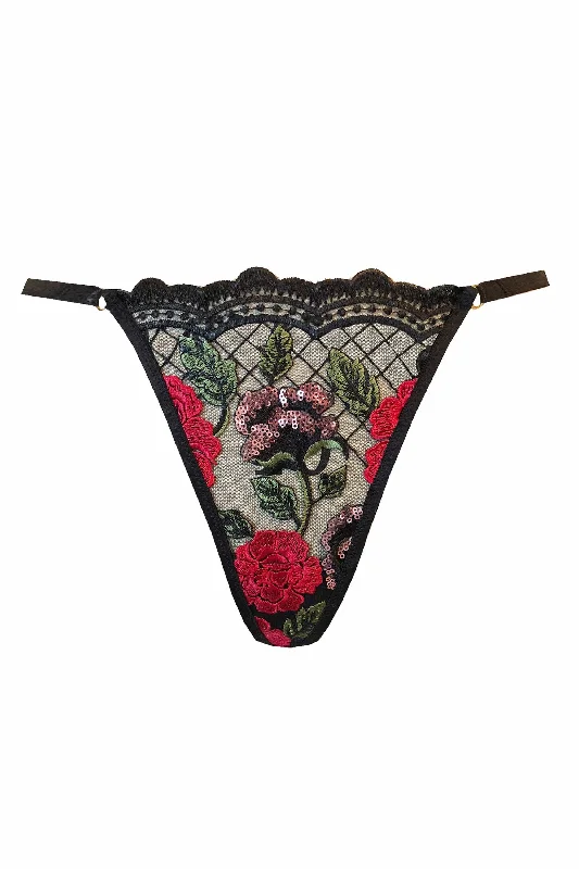 Balconette bras with a stylish and flattering design​ Black Wild Roses G-String