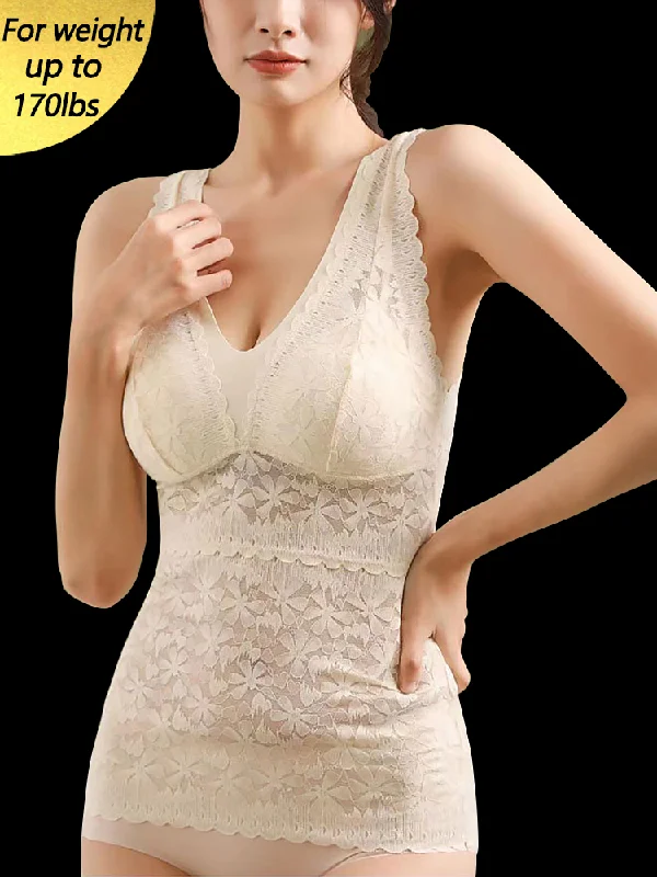 Push - up bras to add cleavage and lift​ Lace Ice Silk V Neck Long Tank Bra