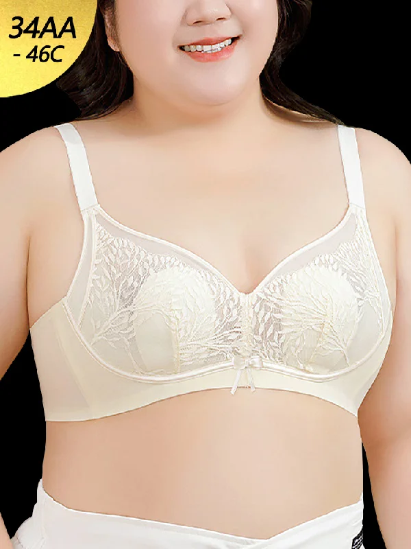 Bra with underbust support for better breast lift​ Lace Thin Rabbit Ear Padded Wireless Bra