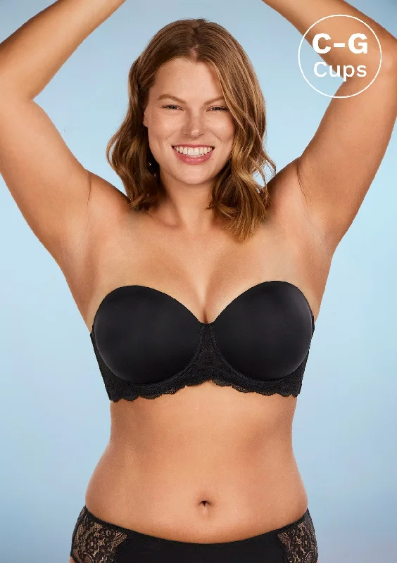 Bra with a reversible design for double the style options Rebecca Lace Trim Lightly Padded Strapless Bra Bra with a reversible design for double the style options Rebecca Lace Trim Lightly Padded Strapless Bra