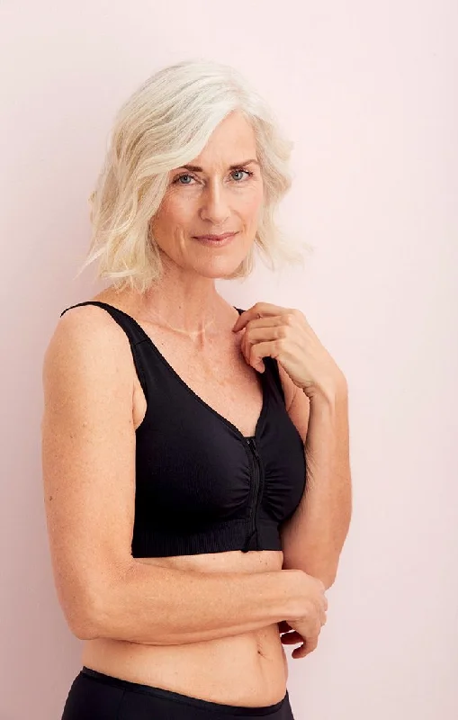plus size women easy - to - put - on bra for convenienceLynn Post Mastectomy Front Zip Bra In Black - Anita plus size women easy - to - put - on bra for convenienceLynn Post Mastectomy Front Zip Bra In Black - Anita