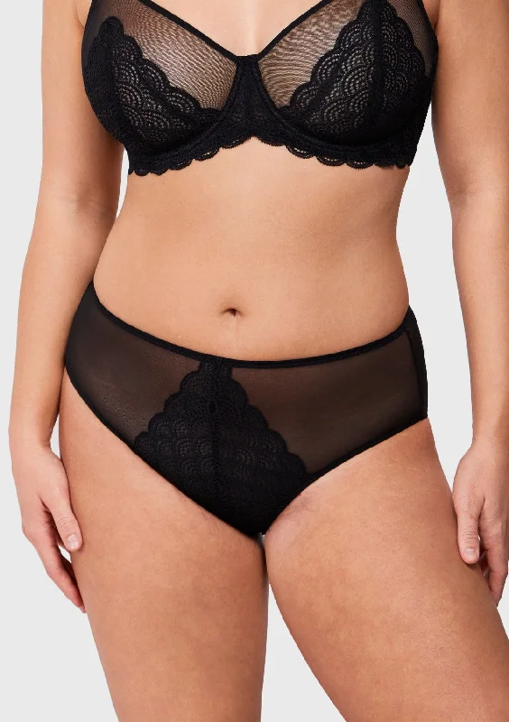 Bra with a shiny finish for a glamorous effect Mermaid High-Rise Black Lace Brief Underwear Bra with a shiny finish for a glamorous effect Mermaid High-Rise Black Lace Brief Underwear