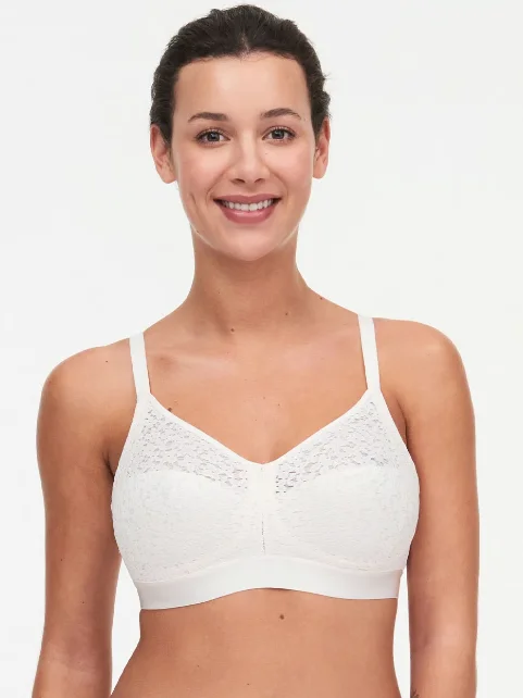 plus size women balconette bra for a flattering necklineNorah Comfort Lace Wireless Bra In Talc - Chantelle