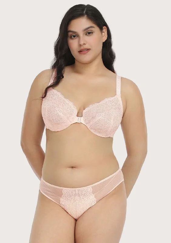 Nursing bras for easy breastfeeding access Nymphaea Front-Close Dusty Peach Lace Unlined Underwire Bra Set Nursing bras for easy breastfeeding access Nymphaea Front-Close Dusty Peach Lace Unlined Underwire Bra Set