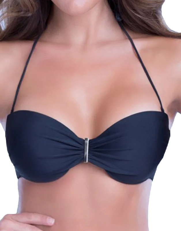 Bra with a plus - size bralette style for a trendy look Oh La La Cheri Molded Cup Bandeau Bikini Top with Back Tie and Hardware Detail 1698 Bra with a plus - size bralette style for a trendy look Oh La La Cheri Molded Cup Bandeau Bikini Top with Back Tie and Hardware Detail 1698