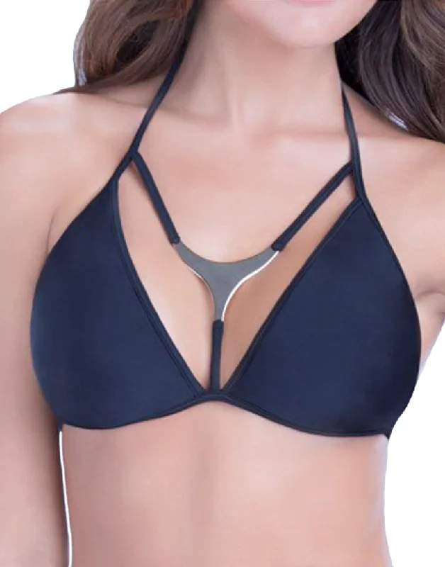 Bra with a plus - size adjustable strap for added comfort Oh La La Cheri Triangle Bikini Top with Metal Chest Plate 81-10033 Bra with a plus - size adjustable strap for added comfort Oh La La Cheri Triangle Bikini Top with Metal Chest Plate 81-10033