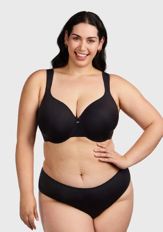 Bra with a shiny finish for a glamorous effect Patricia T-shirt Black Lightly Padded Underwire Minimizer Bra Set Bra with a shiny finish for a glamorous effect Patricia T-shirt Black Lightly Padded Underwire Minimizer Bra Set