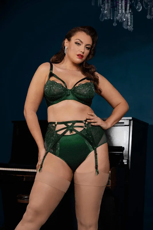 Bra with underbust support for better breast lift Madame X Plunge Bottle Green Curve Bra Bra with underbust support for better breast lift Madame X Plunge Bottle Green Curve Bra
