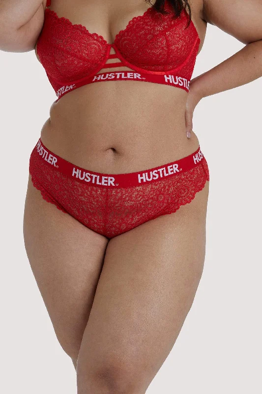 Bra with a plus - size padded strap for reduced shoulder strain​ Branded Red Lace Curve Brief